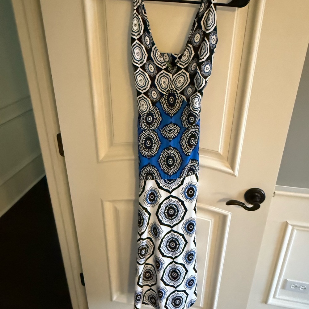 White House Black Market Blue and White Maxi Dress